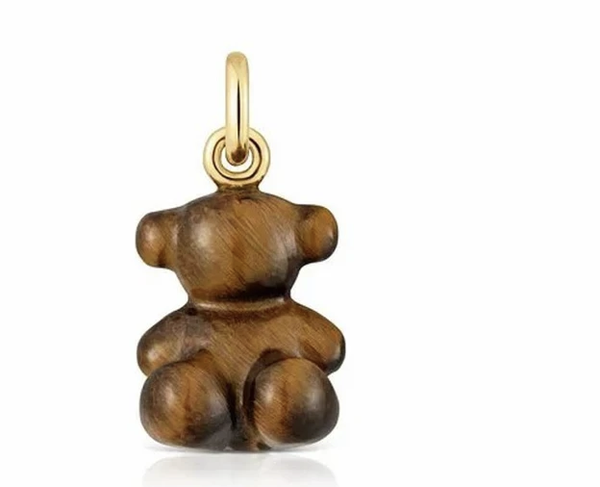 Dije oso en piedra ojo de tigre