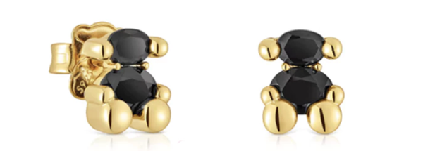 Pendientes oso con piedra onix