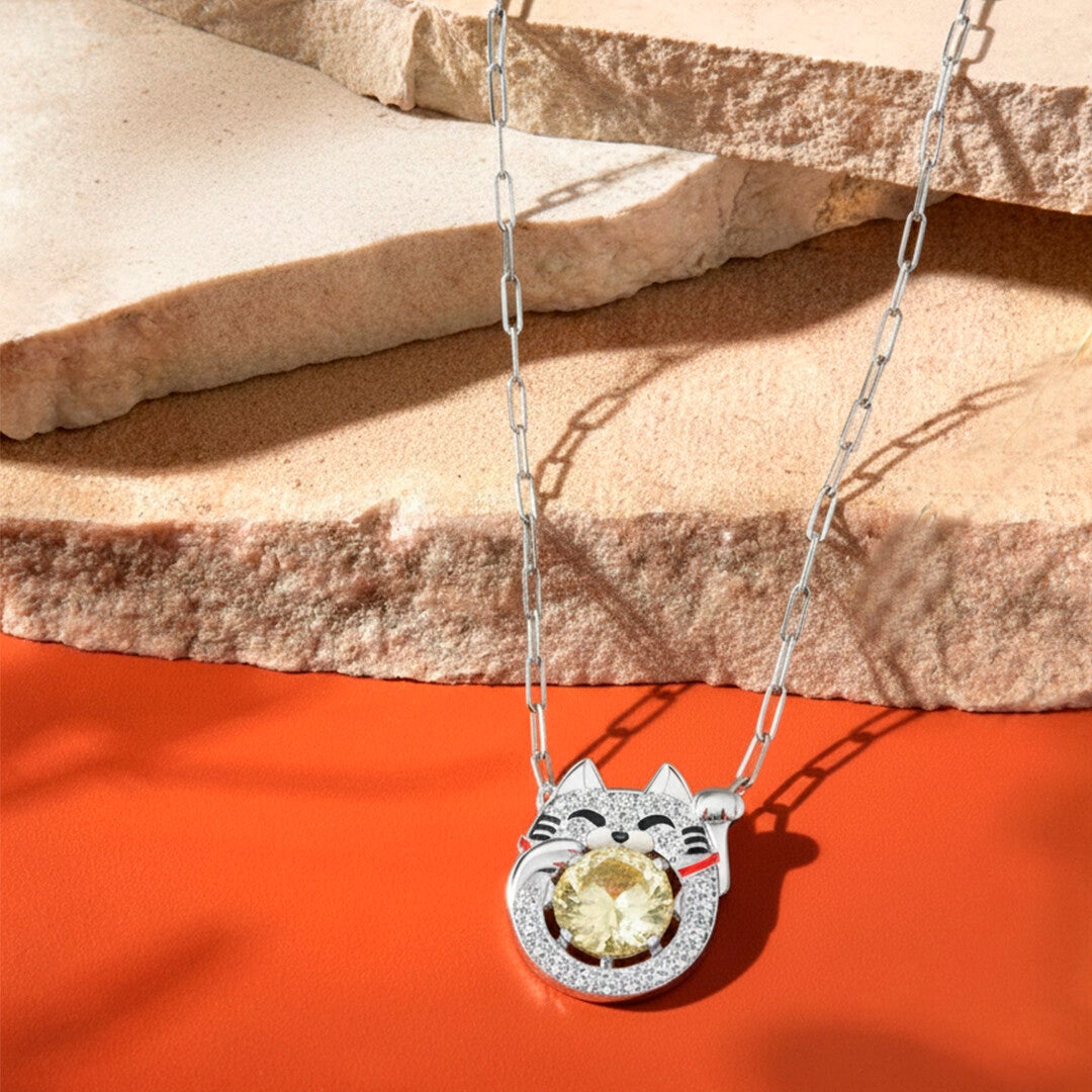 Collar gato japonés de la buena suerte cristal austriaco