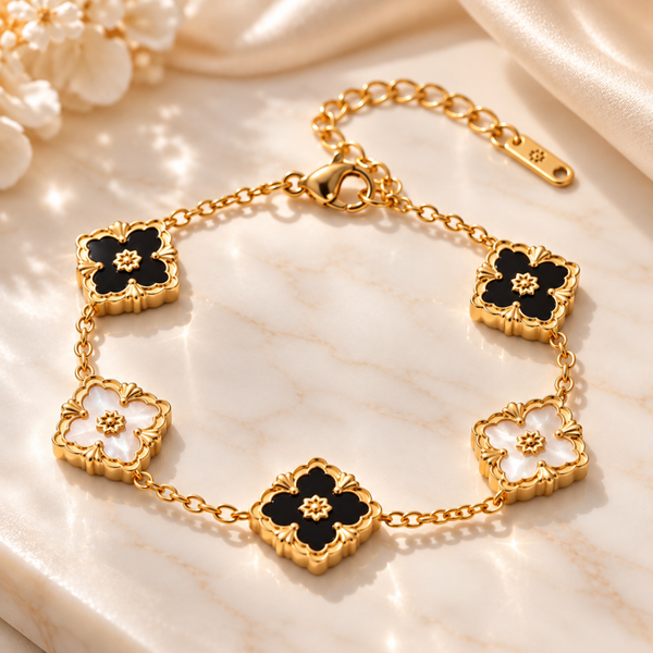 Clover Noir & Blanche Armband