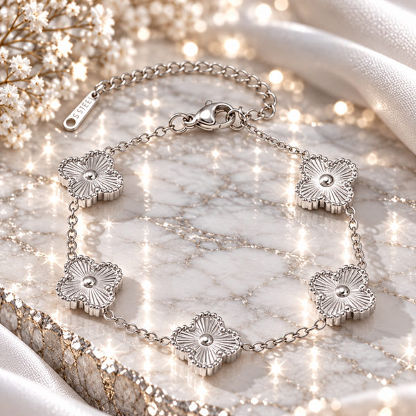 Clover Silver Laser Armband