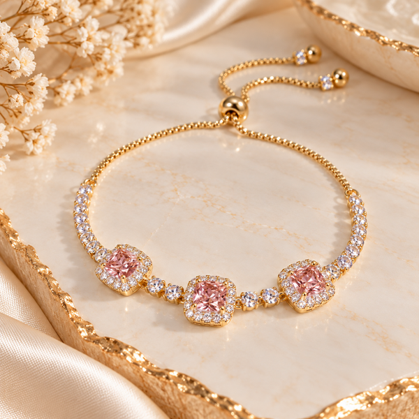 Gold Diamond Pink Armband