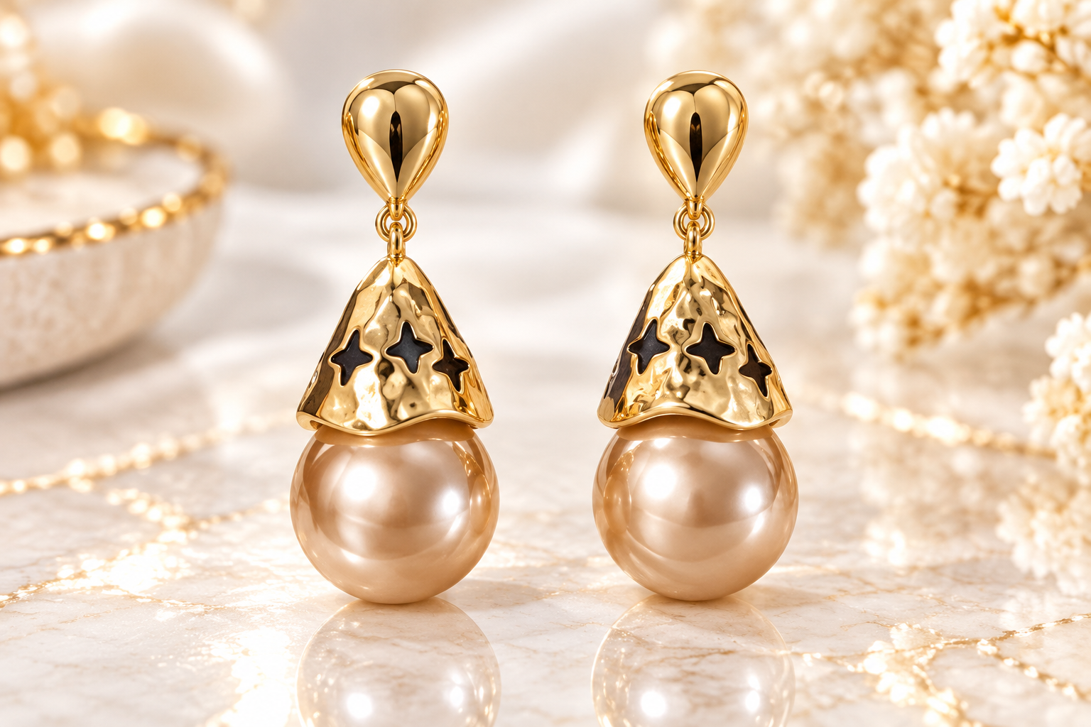 Celeste Champagne Pearl Oorbellen