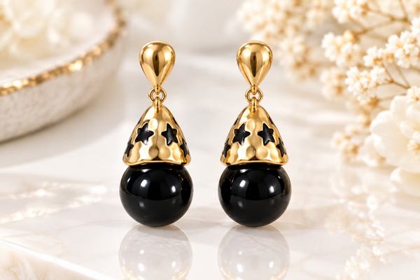 Celeste Black Pearl Oorbellen