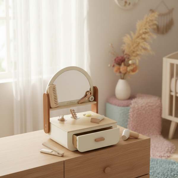 Wooden Pretend Play Beauty Station/Tabletop Vanity