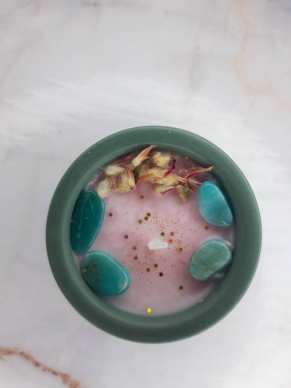 Edelsteen kaarsjes mini Amazoniet