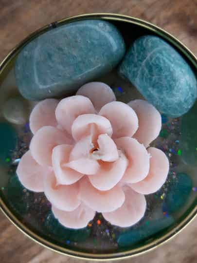 Edelsteen Geurkaars met Amazoniet