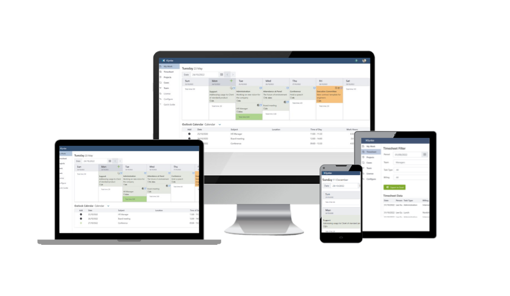 Klynke time tracking on multiple devices.