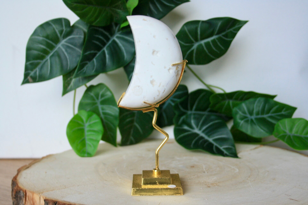 Witte Pluim Agaat - Maan - Standaard