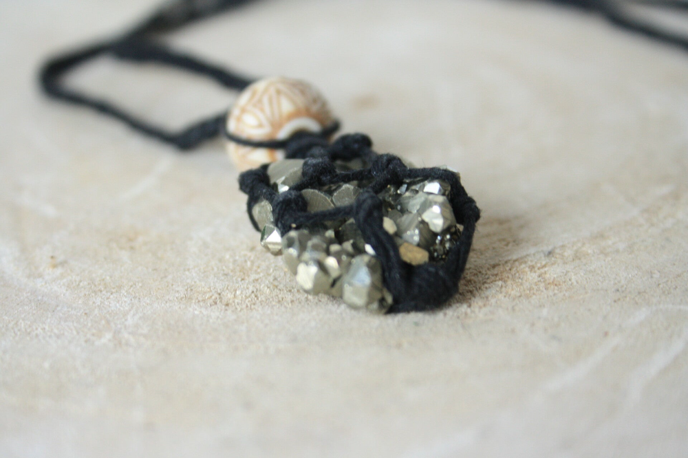 Macramé Halsketting Pyriet - Zwart