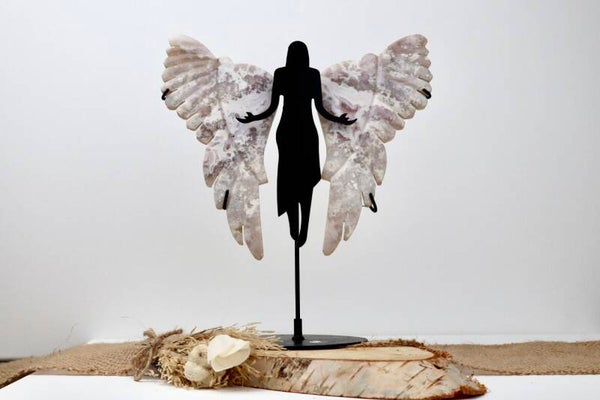 Grote Witte Pluim Agaat Engel - Standaard