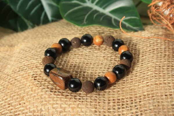 Heren Armband - Black & Brown - 21 cm