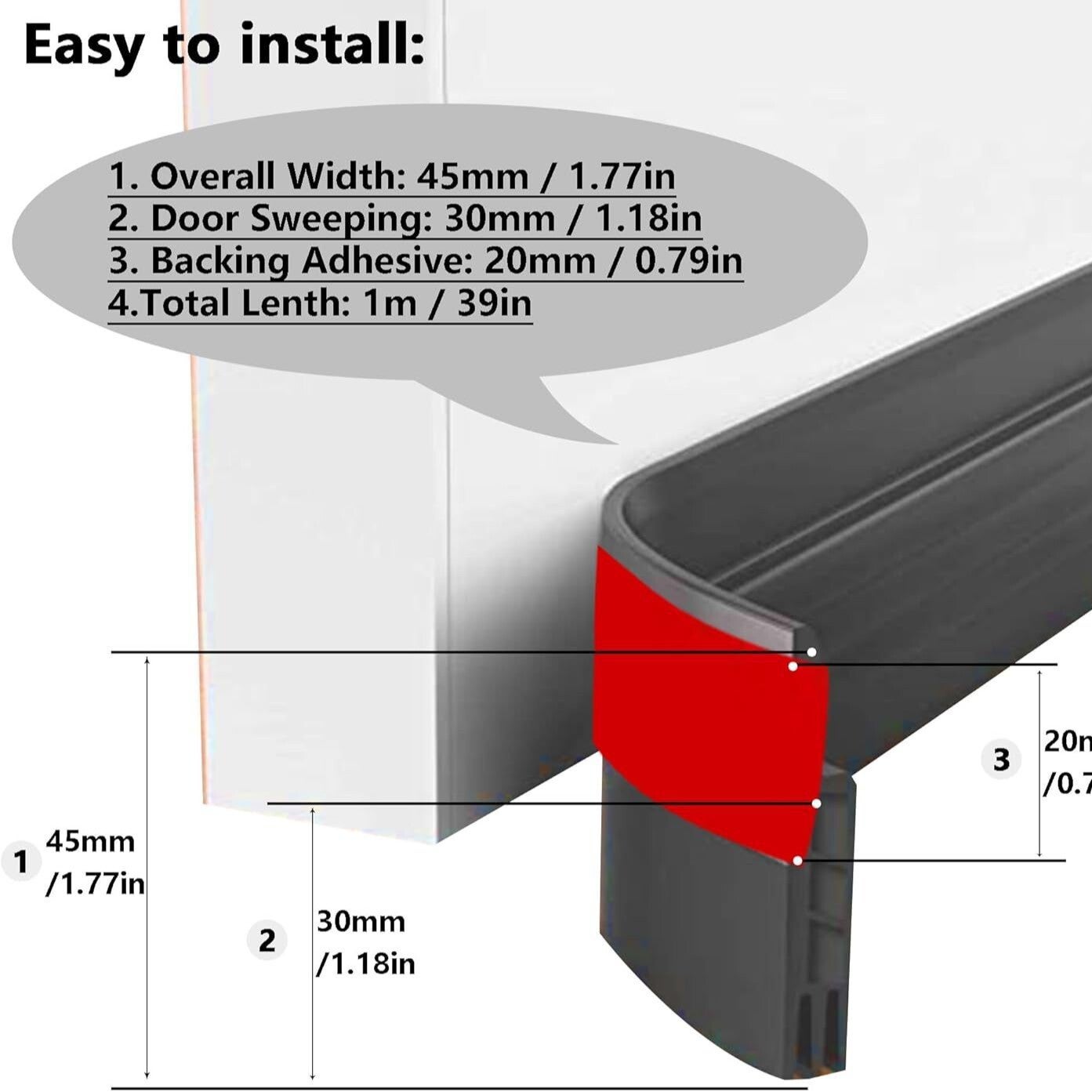 Self-Adhesive Door Bottom Seal Strip / Under Door Draft Stopper