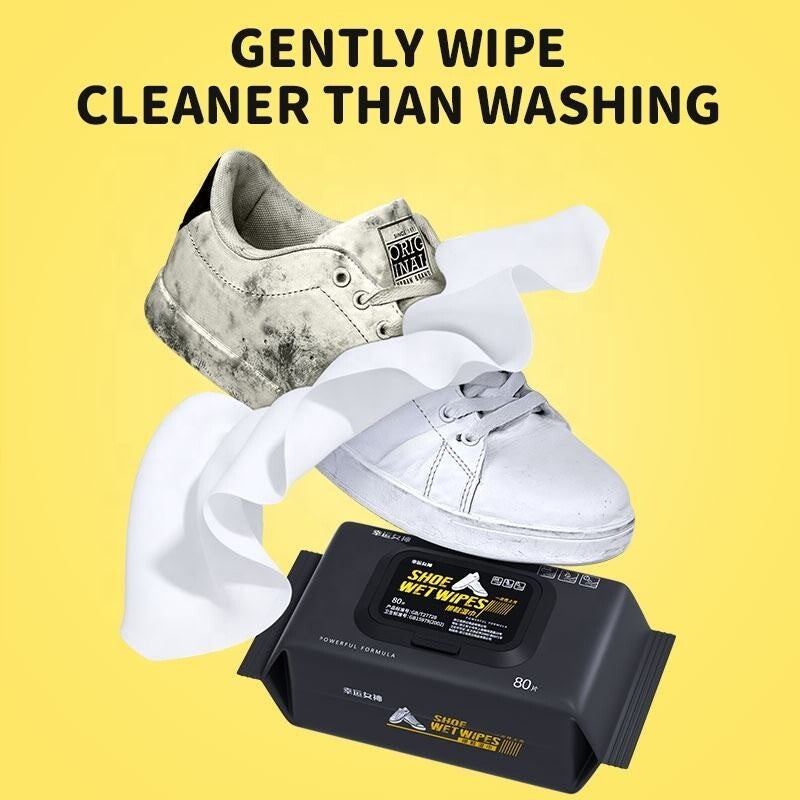 Disposable white shoe cleaning wipes for sneakers and AJ shoes; cleaning and stain removal wet wipes for shoes