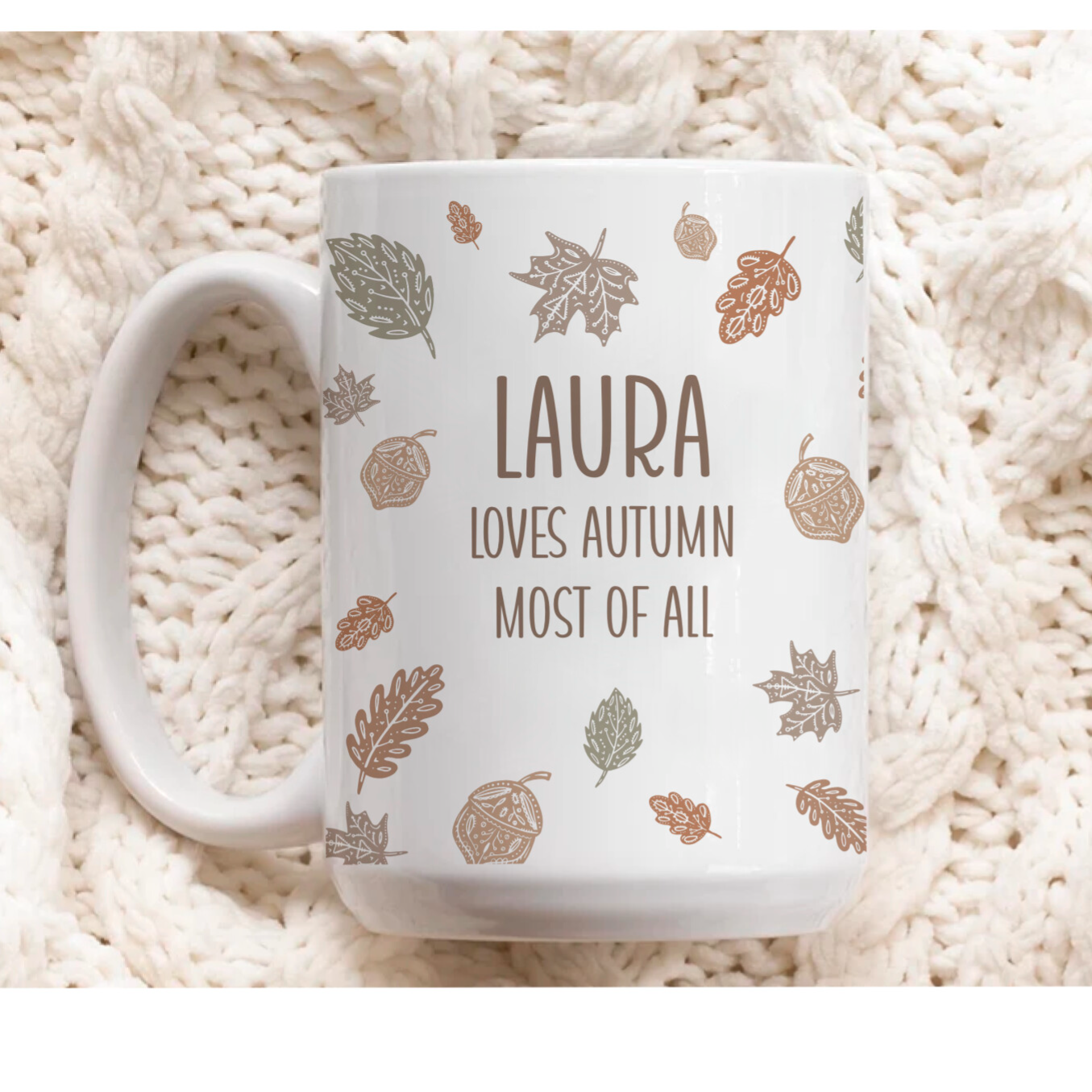 Personalised Autumn Mug, Autumn Leaves