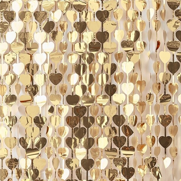 Gold Foil Heart Curtain Backdrop  Ginger Ray