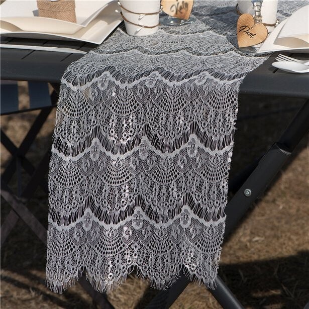 White Lace Fabric Table Runner - 3m