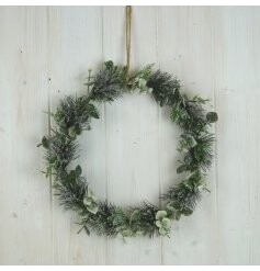 Simple Frosted Foliage Wreath - 25cm