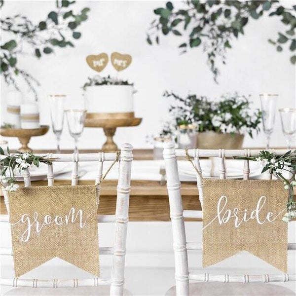 Rustic Hessian Chair Sign, Bride & Groom, Bride & Bride, Groom & Groom