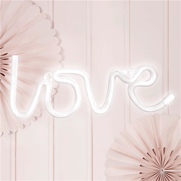 Neon LED Love Sign - White