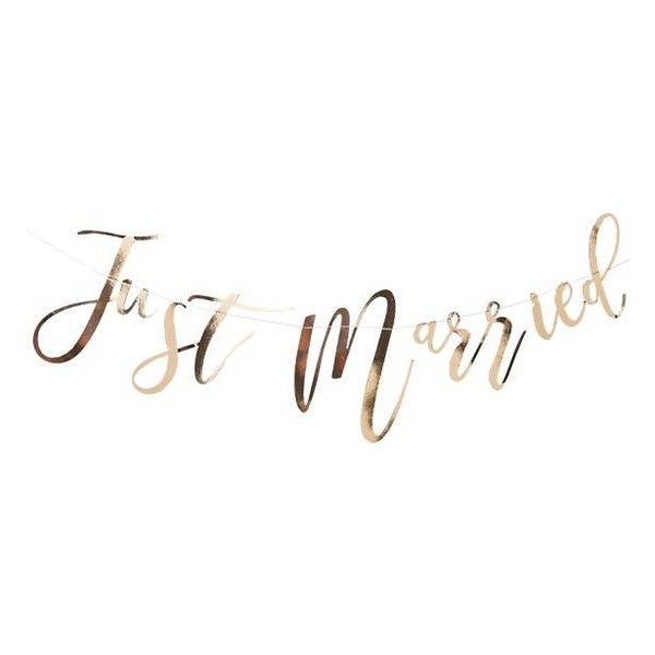 Gold Wedding Just Married Garland