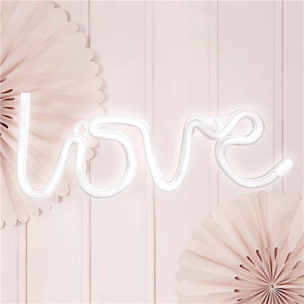 Neon LED Love Sign - White