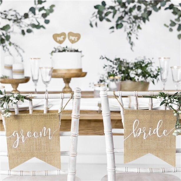 Rustic Hessian Chair Sign, Bride & Groom, Bride & Bride, Groom & Groom