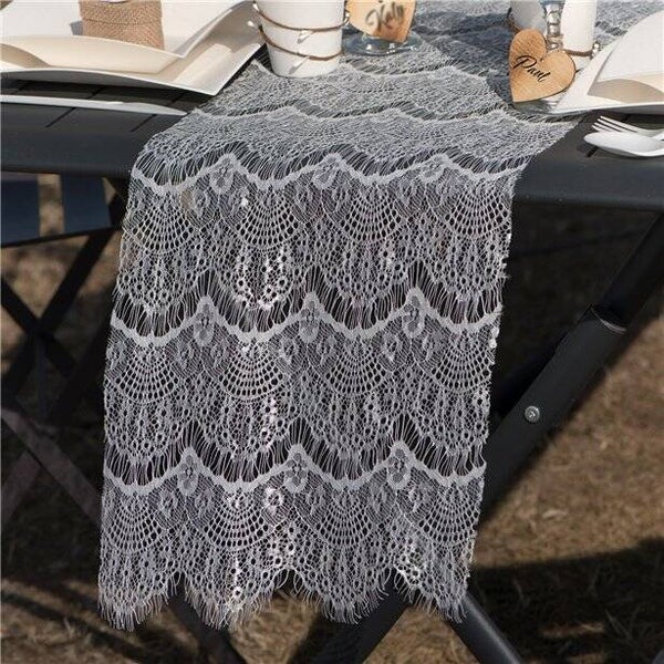 White Lace Fabric Table Runner - 3m