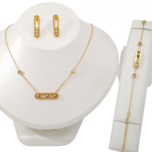 “MELISSA” Set , Necklace Earrings Bracelet | Stones move