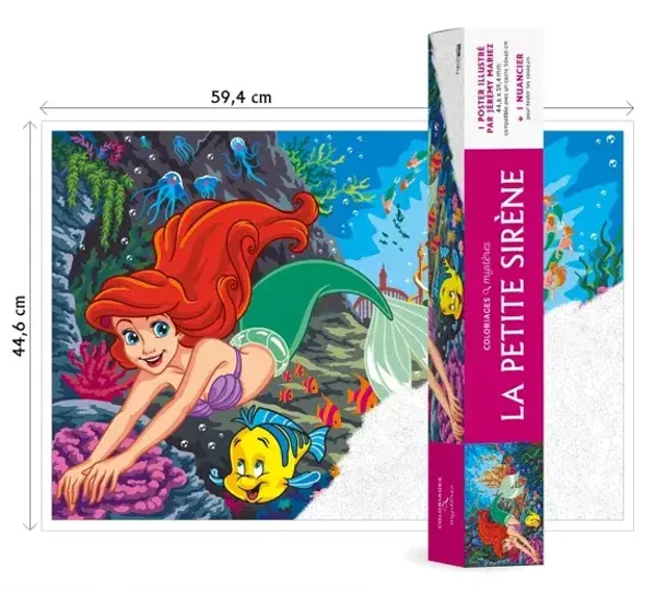 Poster - Disney Mysterie Kleurplaat - De Kleine Zeemeermin/  Poster La Petite Sirène