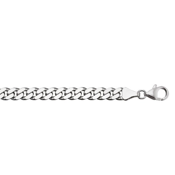 Armband Panzer flach 6 mm 925/- Silber weiß