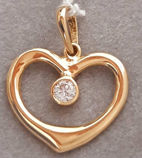 Anhänger Herz mit einem Zirkonia 585 Gold