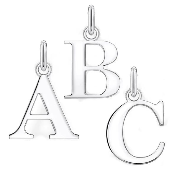 Silber Initialen Anhänger  A-Z  rhodiniert