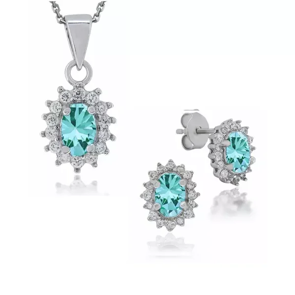 Set hellblau - Anhänger und Ohrstecker