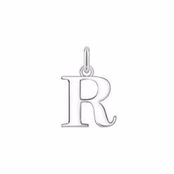 Silber Initialen Anhänger R rhodiniert