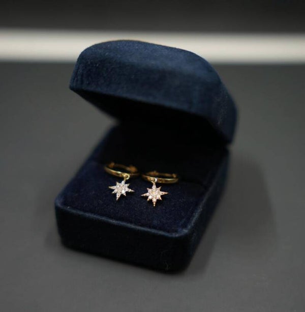 Creolen Sterne 585er Gelbgold - Brillanten Top Wesselton