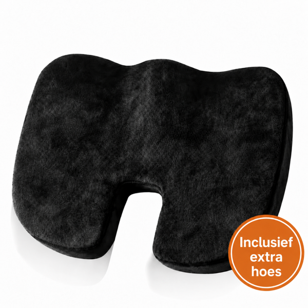 Heevli® Stuitkussen – Wigkussen – Ergonomisch Zitkussen – Donut Ringkussen– Traagschuim – Drukverlagend zitkussen– Stuitje – Decubitus – Zitkussen – Stuitbeen kussen – Memory foam zitkussen
