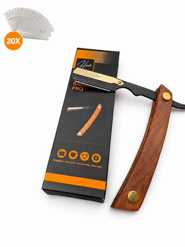 Heevli® Barbiersmes Professioneel – Straight Razor met Verwisselbare Mesjes – RVS Scheermes voor Mannen– Kappersmes – Inclusief 20 Mesjes
