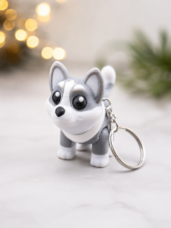 Heevli husky grijze sleutelhanger