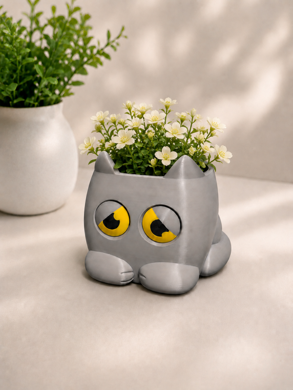 Heevli Kattenbloempot met Waterindicator – 3D Geprint | Slim, Schattig & Praktisch