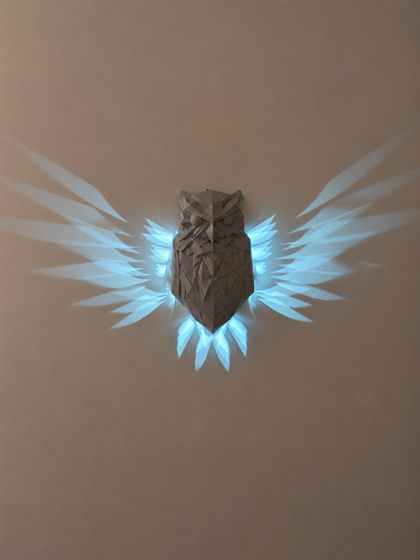 Heevli Uilen Schaduwlamp – 3D Geprint | Moderne Wandlamp met Uniek Lichteffect