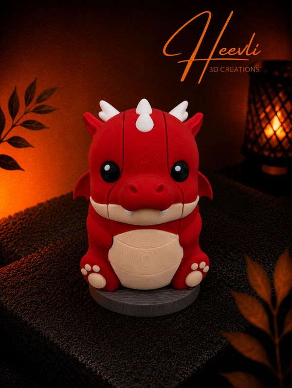 Heevli Baby Draak Puzzel – 3D Geprint | Unieke Bouwpuzzel voor Jong en Oud