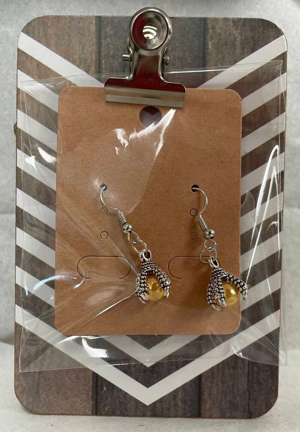 Pearl and Claw Earrings - Yellow Gold