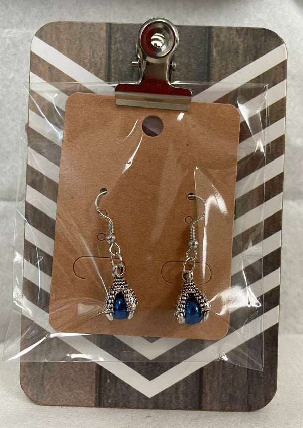 Pearl and Claw Earrings - Royal Blue