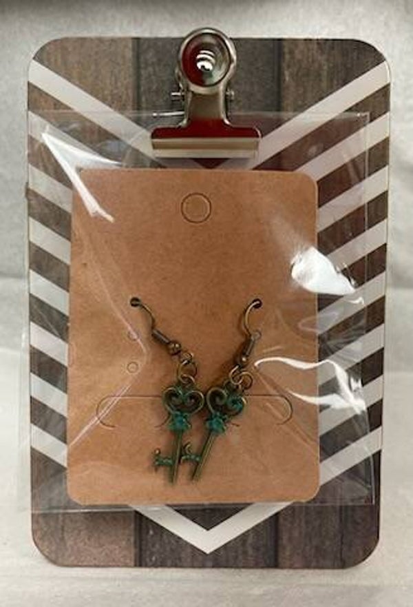 Rose Heart Key Earrings