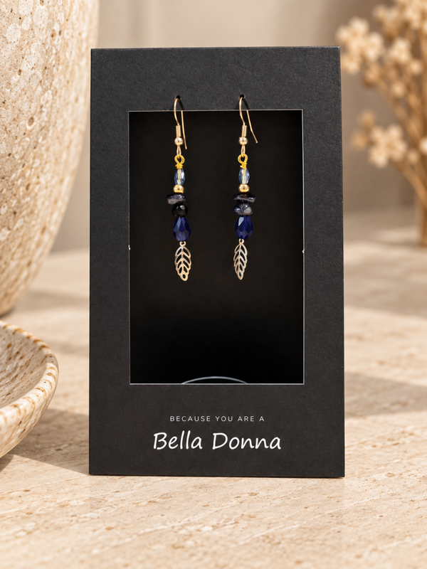 Midnight Lapis Leaf Earring