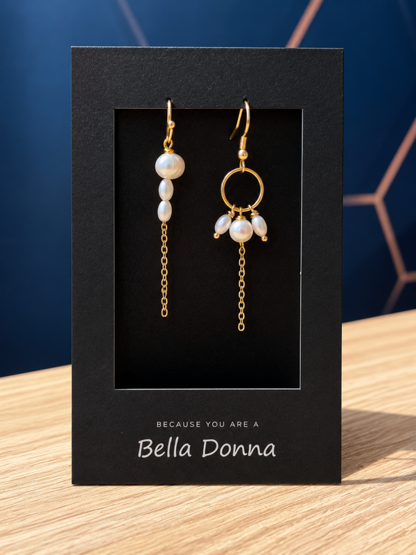 Bronze Tide Asymmetric Pearl Earrings