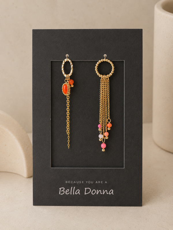 925 Silver with Red & Orange Beads