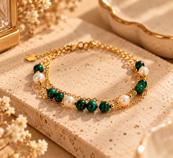 The Emerald Glow Pearl Bracelet