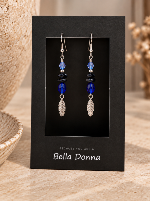 Midnight Feather – Handmade Lapis Lazuli Earrings